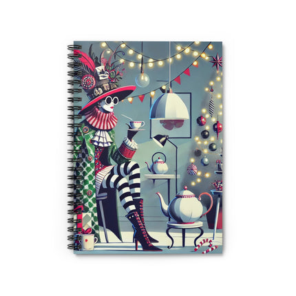 Whimsical Christmas Tea Party Spiral Notebook - Ruled Line