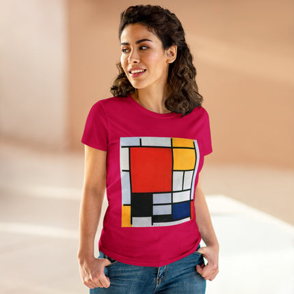 Composition with Red, Yellow, Blue, and Black by Piet Mondrian Women's Midweight Cotton Tee