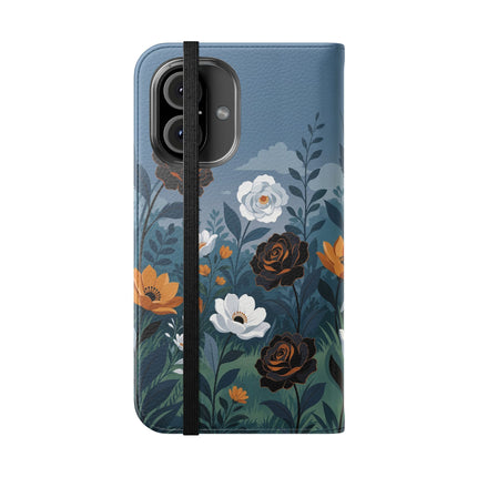 🌹💧 The Midnight Garden Keeper Flip Case – Art Deco Floral Fantasy