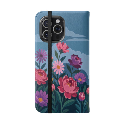 🌸☁️ The Lady Among The Giant Flowers Flip Case – Art Deco Floral Fantasy