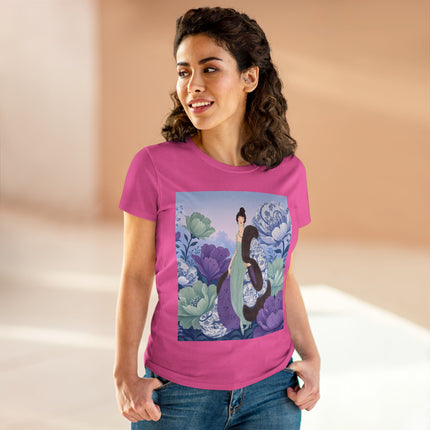 💜🌸 The Lavender Porcelain Garden Cotton Tee – Art Deco Fashion Elegance