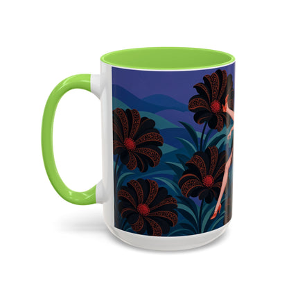 🖤🌺 The Midnight Floral Acrobat Colorful Mug – Art Deco Fashion Whimsy