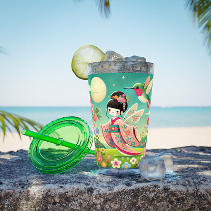 Geisha Fairy and the Hummingbird Blossom Sunsplash Tumbler with Straw, 16oz