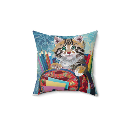 Whiskered Wanderings Spun Polyester Square Pillow