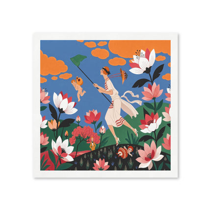🪁🌺 The Lady Of The Flying Garden Napkins – Art Deco Floral Fantasy