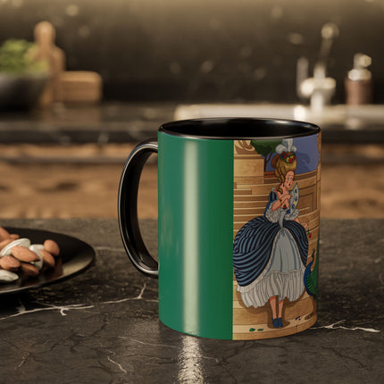 The Peacock's Admiration Colorful Mug (11oz, 15oz) – Rococo Elegance, Peacock Beauty & Garden Charm