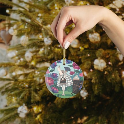 🪷🌸 The Lady Of The Lotus Garden Glass Ornament – Art Deco Botanical Elegance