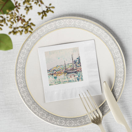 Concarneau by Paul Signac White Coined Napkins