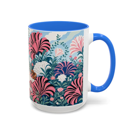 🌸🦋 The Enchanted Pink Blossom Retreat Colorful Mug – Art Deco Floral Whimsy