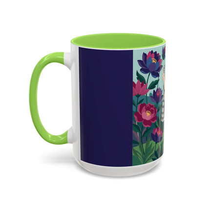The Lady Of The Lotus Garden Colorful Mugs – Art Deco Botanical Elegance