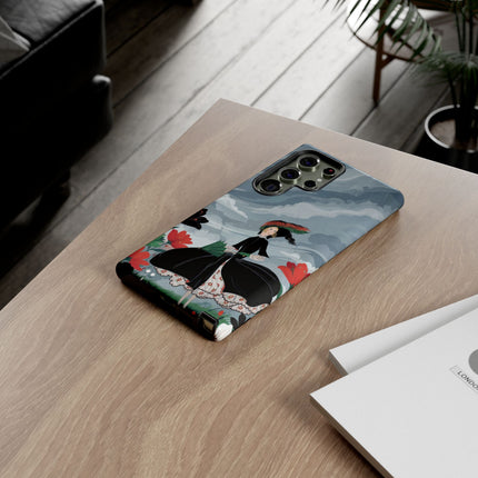 🌧️🌺 The Stormy Flower Walk Phone Case – Art Deco Floral Fashion