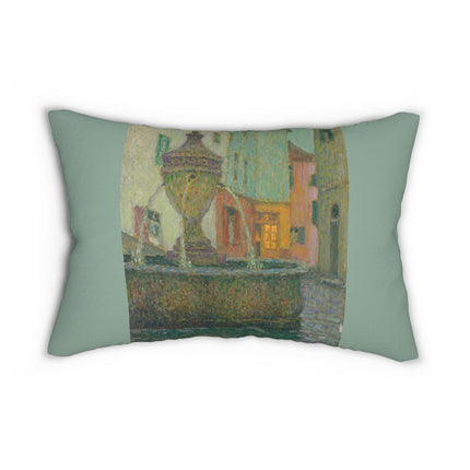 La Fontaine, Saint-Paul De Vence by Henri Le Sidaner Spun Polyester Lumbar Pillow