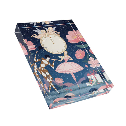 🕛🌸 Midnight Waltz Before Christmas Acrylic Art Block – Art Deco Holiday Fantasy