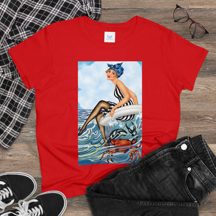 Playful Waves and Fashion Follies Women's Midweight Cotton Tee
