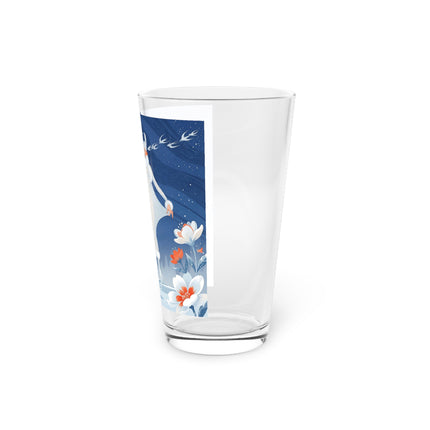 ❄️⛸️ The Winter Skater's Flight Pint Glass – Art Deco Floral Fantasy