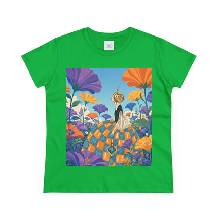 🌺🧡 The Lady Of The Golden Garden Cotton Tee – Art Deco Fashion Fantasy