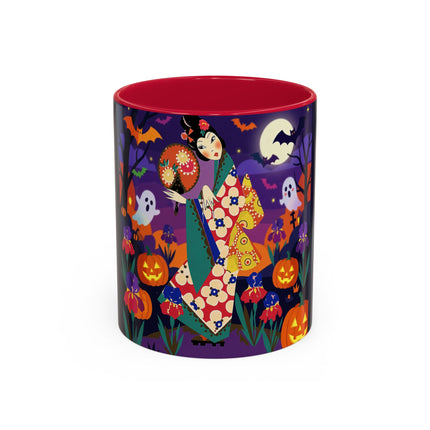 🌙🎃 The Moonlit Garden Masquerade Colorful Mug – Floral Halloween Charm