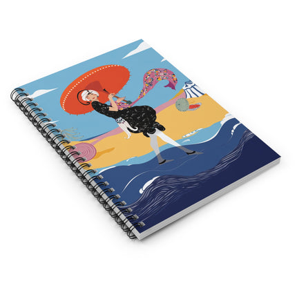 Beachside Promenade Spiral Notebook – Chic Summer Stroll & Joyful Coastal Glamour