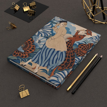 💙🧡 The Blue Blossom Garden Promenade Hardcover Journal – Art Deco Fashion Whimsy