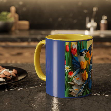 Blue Jays in a Spring Garden Colorful Mugs (11oz, 15oz)