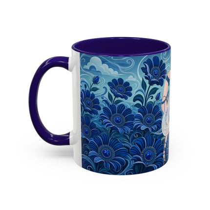 💙🌸 The Sapphire Wind Dancer Colorful Mug – Art Deco Floral Fantasy