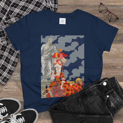 Rococo Grandeur Women's Midweight Cotton Tee – Opulent Elegance & Theatrical Charm