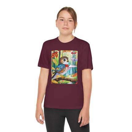 Baby Hawk Plays in Forest Youth Competitor Tee