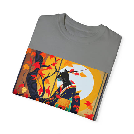 Black Cat in Kimono Unisex Garment-Dyed T-shirt