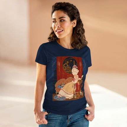🎼🐈 The Lady Of The Midnight Salon Cotton Tee – Art Deco Fashion Illustration
