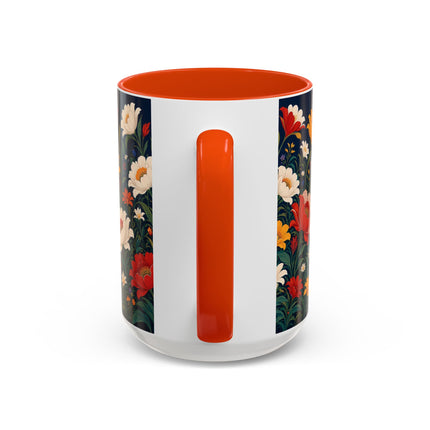🌺🐦 The Enchanted Birdcage Garden Colorful Mug – Art Deco Floral Fantasy