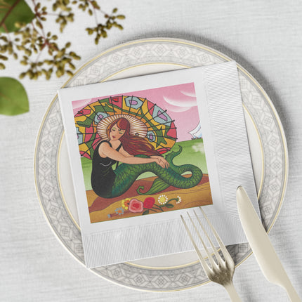 Siren Serenade by Carlo Chiostri White Coined Napkins