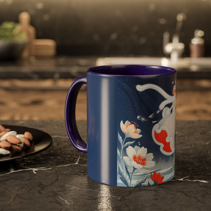 ❄️⛸️ The Winter Skater’s Flight Colorful Mug – Art Deco Floral Fantasy