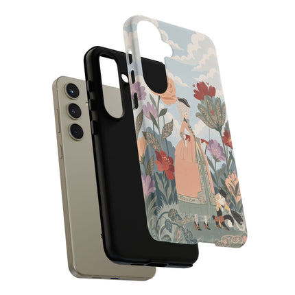 🌹🐈 The Lady And Puss In Boots Phone Case – Art Deco Floral Whimsy