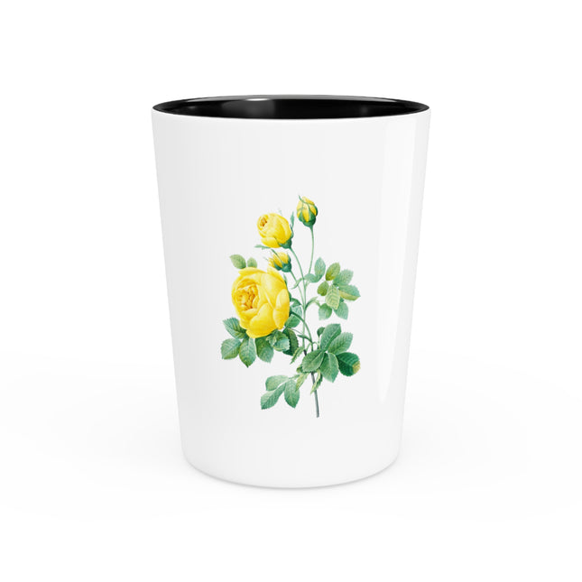 Yellow Rose Botanical Illustration by Pierre-Joseph Redouté Ceramic Shot Glass