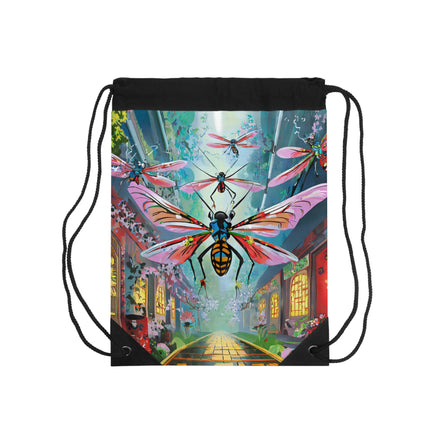 Neon Swarm Drawstring Bag
