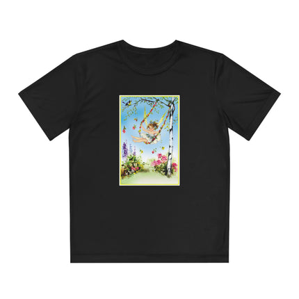 Spring Fairy's Floral Swing Youth Competitor Tee – Garden Magic & Whimsical Adventure