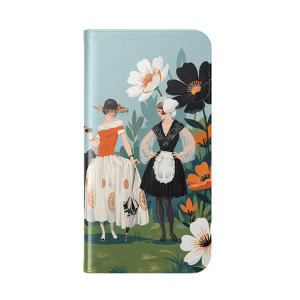 🌼🖤 The Ladies Of The Garden Promenade Flip Case – Art Deco Floral Fashion