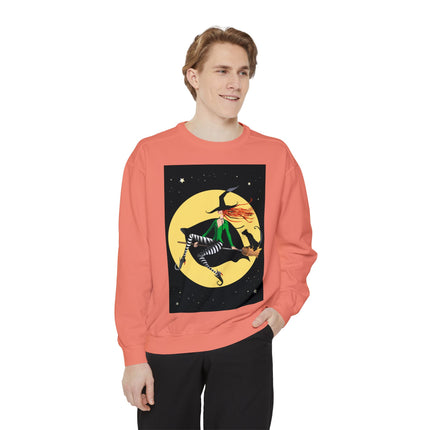 A Witch’s Moonlit Flight Unisex Garment-Dyed Sweatshirt