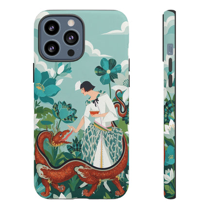 🐉🌿 The Dragon Keeper Phone Case – Art Deco Floral Fantasy