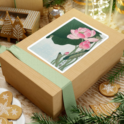 Blooming Lotus Flowers by Ohara Koson Kiss-Cut Stickers (4 Sizes)