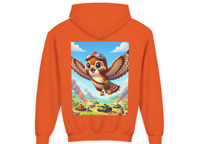 Red-Tailed Hawk in Battle Youth Heavy Blend Hooded Sweatshirt