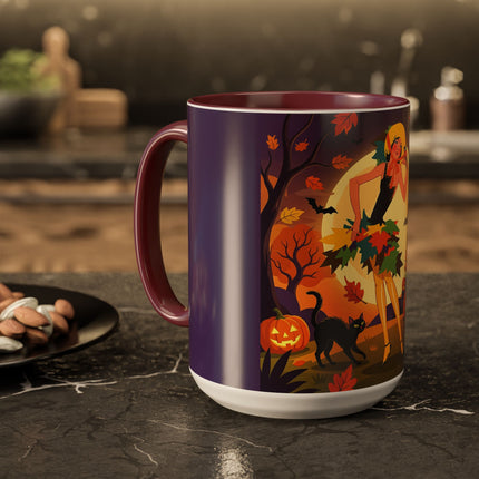 🌕🍂 Autumn Song Beneath The Harvest Moon Colorful Mug – Whimsical Halloween Charm