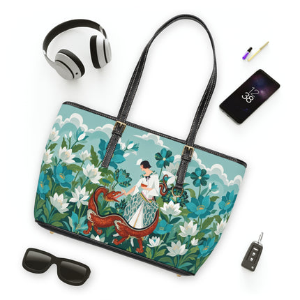🐉🌿 The Dragon Keeper Shoulder Bag – Art Deco Floral Fantasy