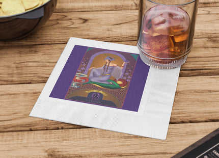 February & Amethyst (from the Gem Series) by Sofia Chiostri White Coined Napkins