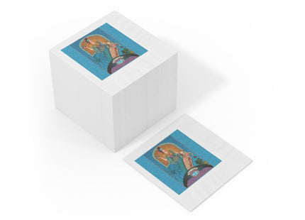 March & Aquamarine (Gem Series) by Sofia Chiostri White Coined Napkins