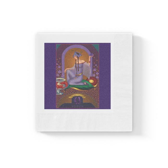 February & Amethyst Zodiac White Coined Napkins