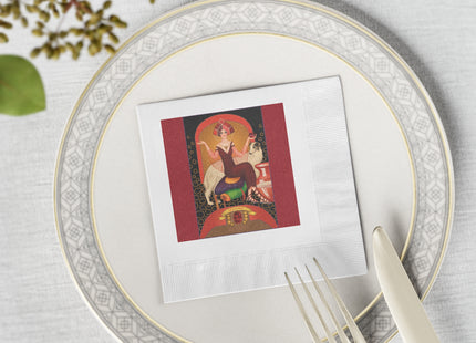 January & Garnet (from the Gem Series) by Sofia Chiostri White Coined Napkins