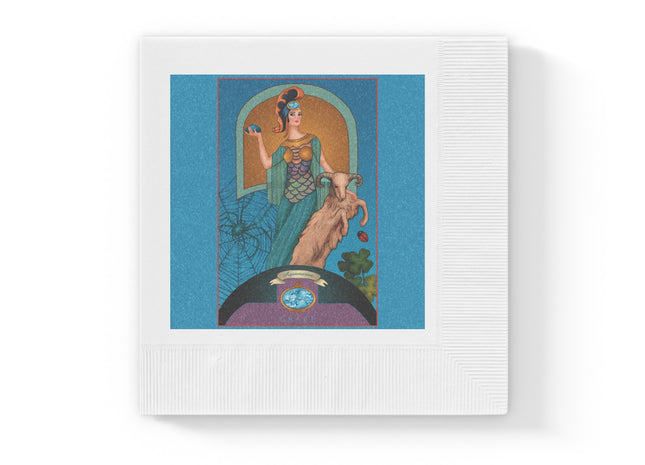 March & Aquamarine (Gem Series) by Sofia Chiostri White Coined Napkins
