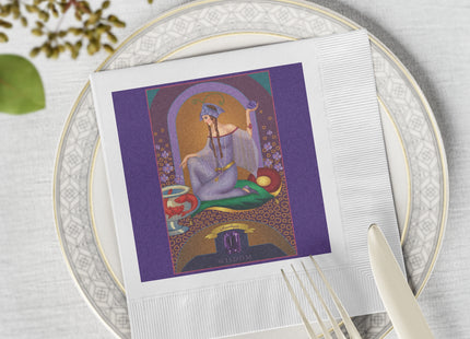February & Amethyst (from the Gem Series) by Sofia Chiostri White Coined Napkins
