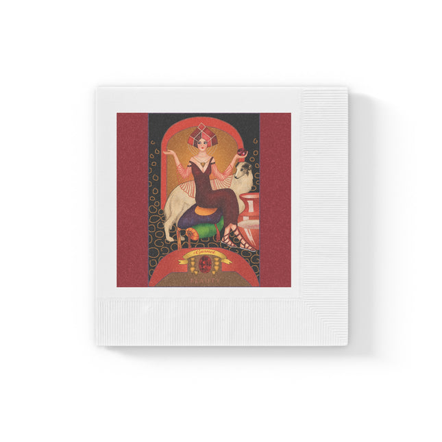 January & Garnet Zodiac White Coined Napkins